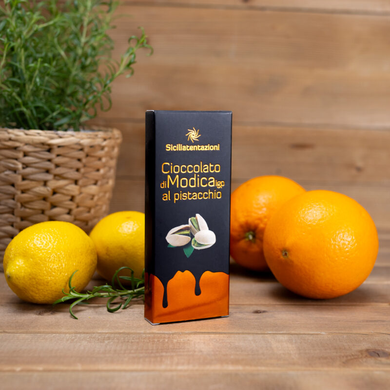Czekolada z Modica IGP z pistacjami 100g Siciliatentazioni