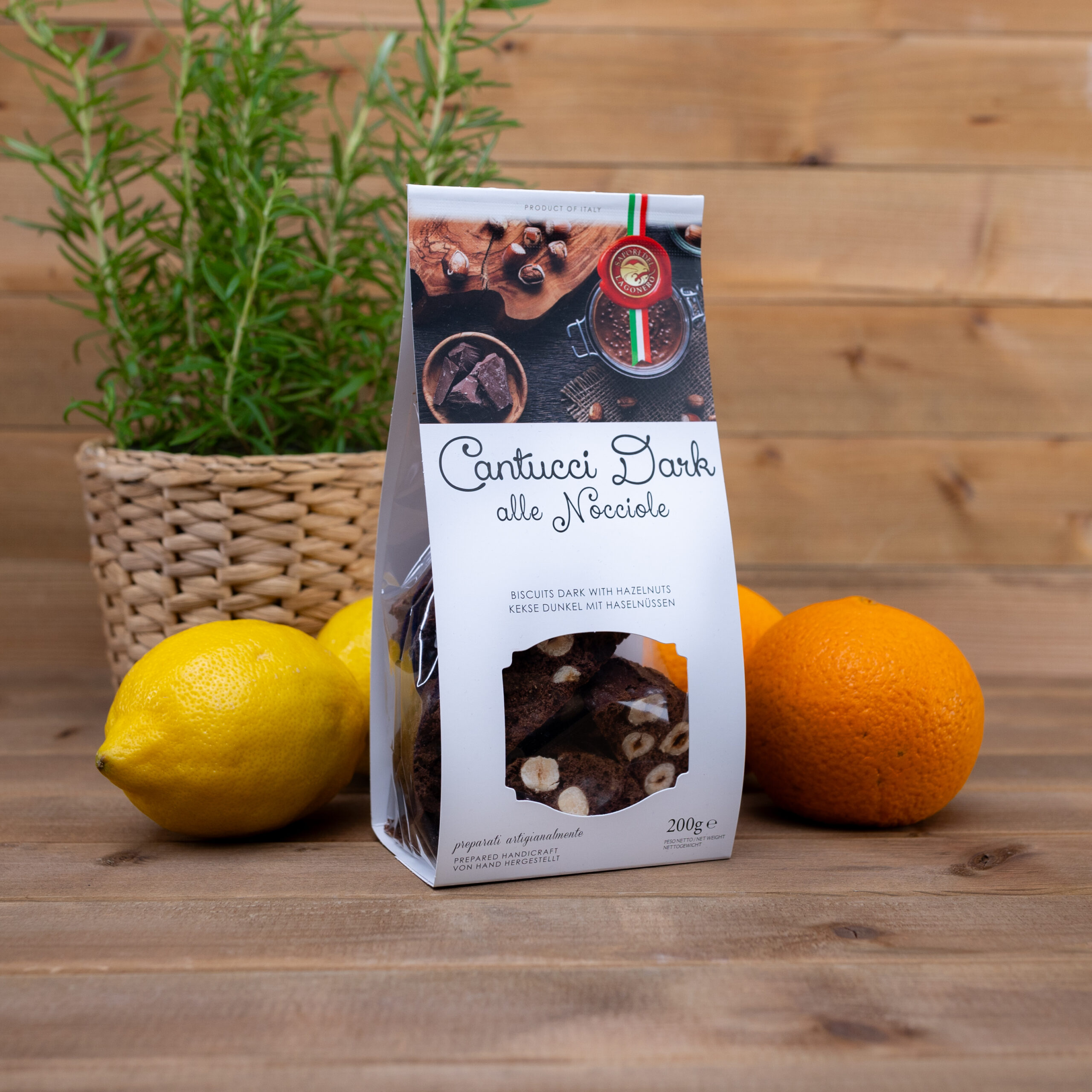 Ciastka Cantucci Dark z orzechami laskowymi 200g Sapori del Lago Nero