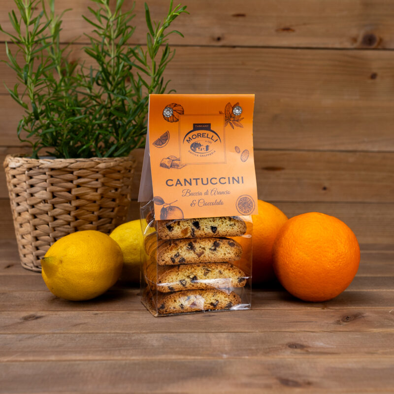 Ciastka Cantuccini ze skórką pomarańczową i czekoladą 200g Morelli