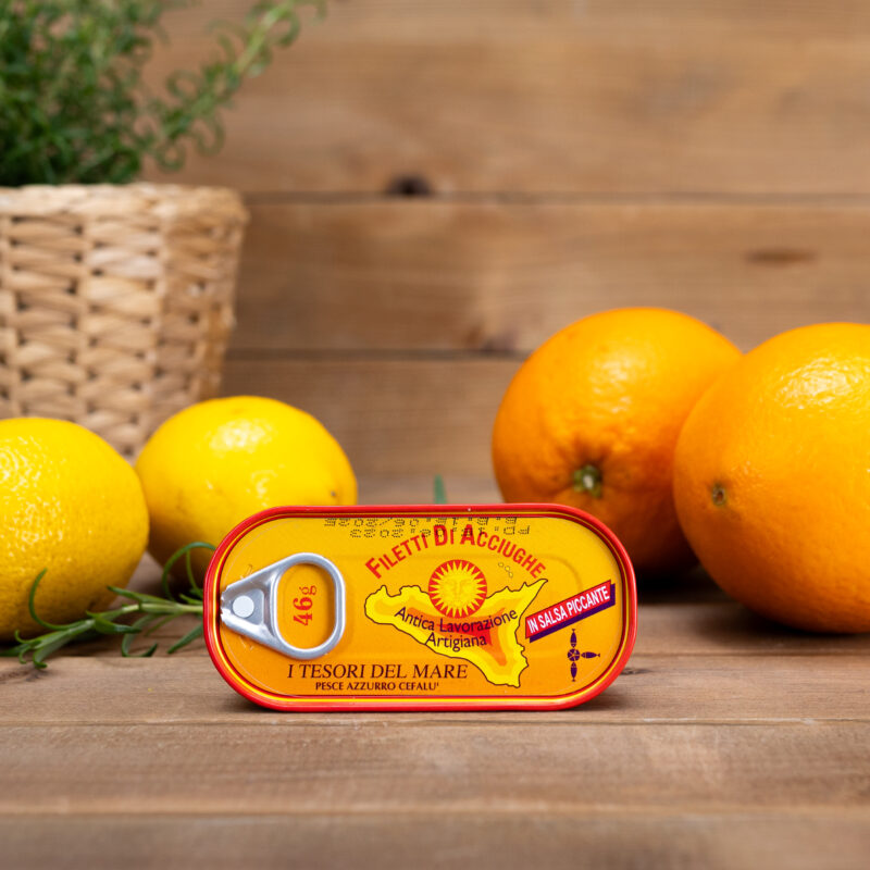 Filety anchois w pikantnym sosie 46g Pesce Azzuro Cefalu'