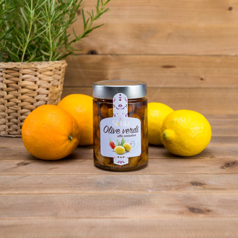 Oliwki zielone alla Contadina z papryczką chili "po wiejsku" 330g ‘A Ricchigia