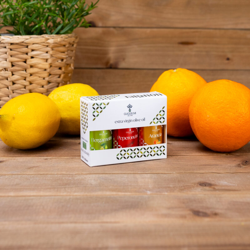 Zestaw oliw z oliwek extra vergine Bergamotka/Chili/Pomarańcza 3x40 ml Guglielmi