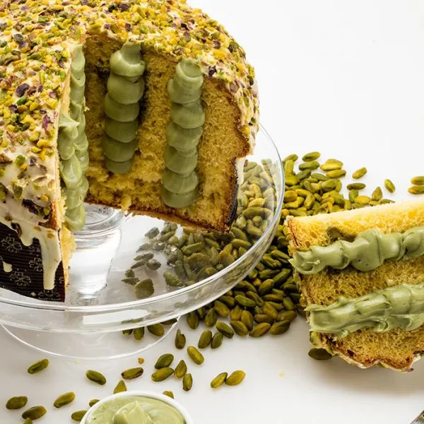 Ciasto Panettone z kremem pistacjowym i polewą pistacjową 1000g Siciliatentazioni - obrazek 2