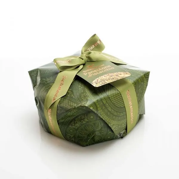 Ciasto Panettone z kremem pistacjowym i polewą pistacjową 1000g Siciliatentazioni - obrazek 3