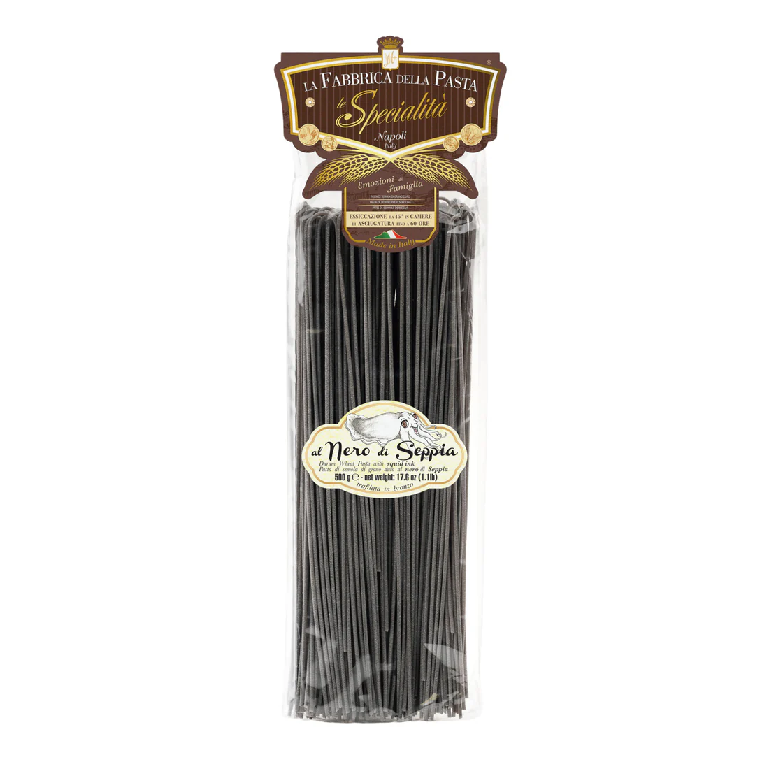 Makaron Spaghetti z Gragnano z atramentem z kałamarnicy 500g Fabbrica della Pasta di Gragnano - obrazek 2