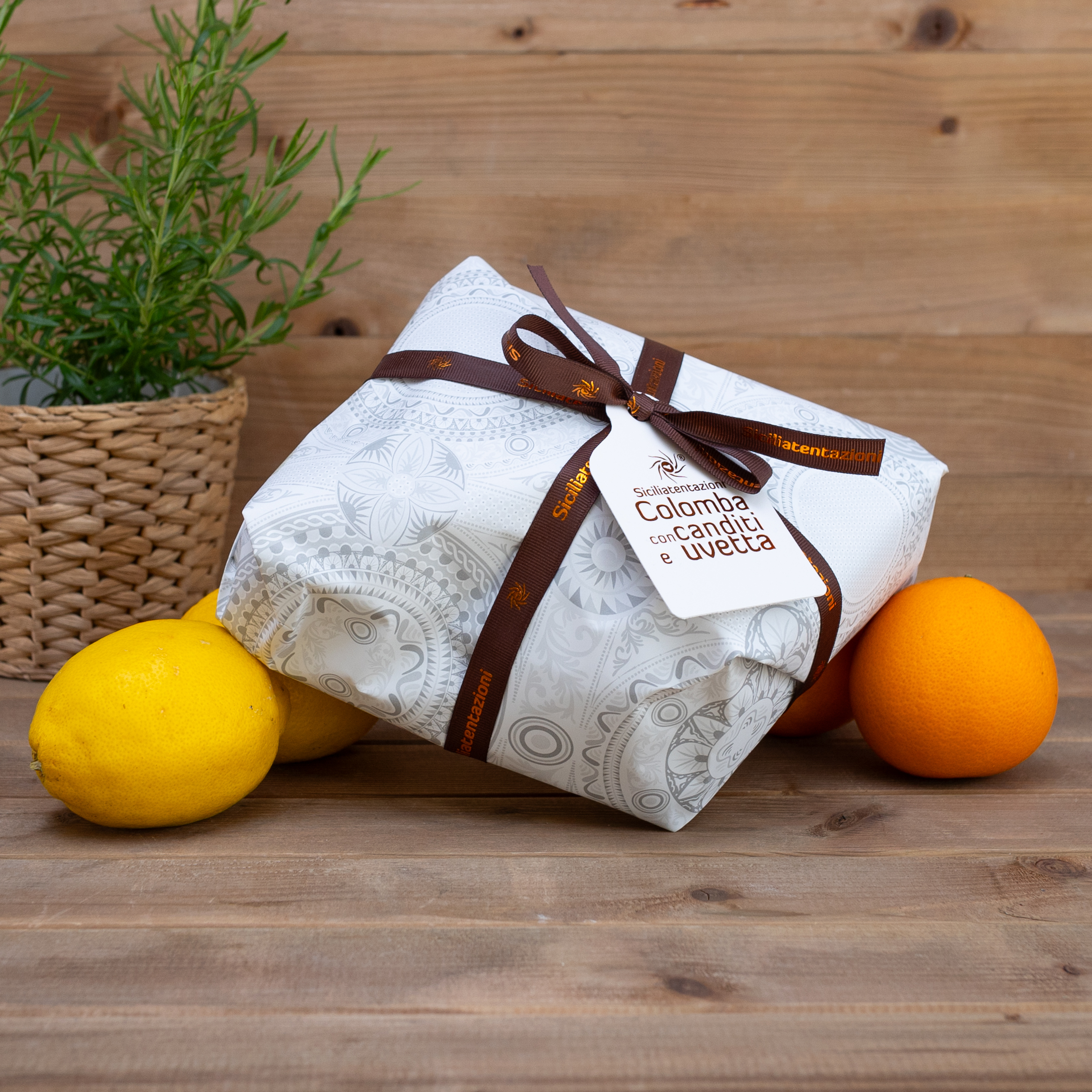 Ciasto Colomba klasyczna z rodzynkami i skórką pomarańczy 500g Siciliatentazioni